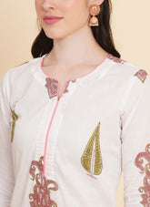 Smooth Looking Salwar Suit in White-Pink Colour